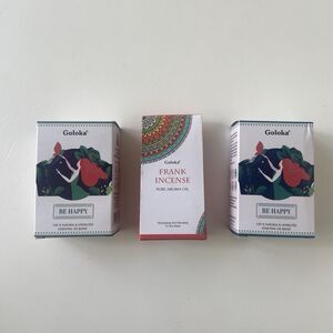 3PCS Goloka Pure Essential Oil Blend: Frankincense & Be Happy Natural Undiluted